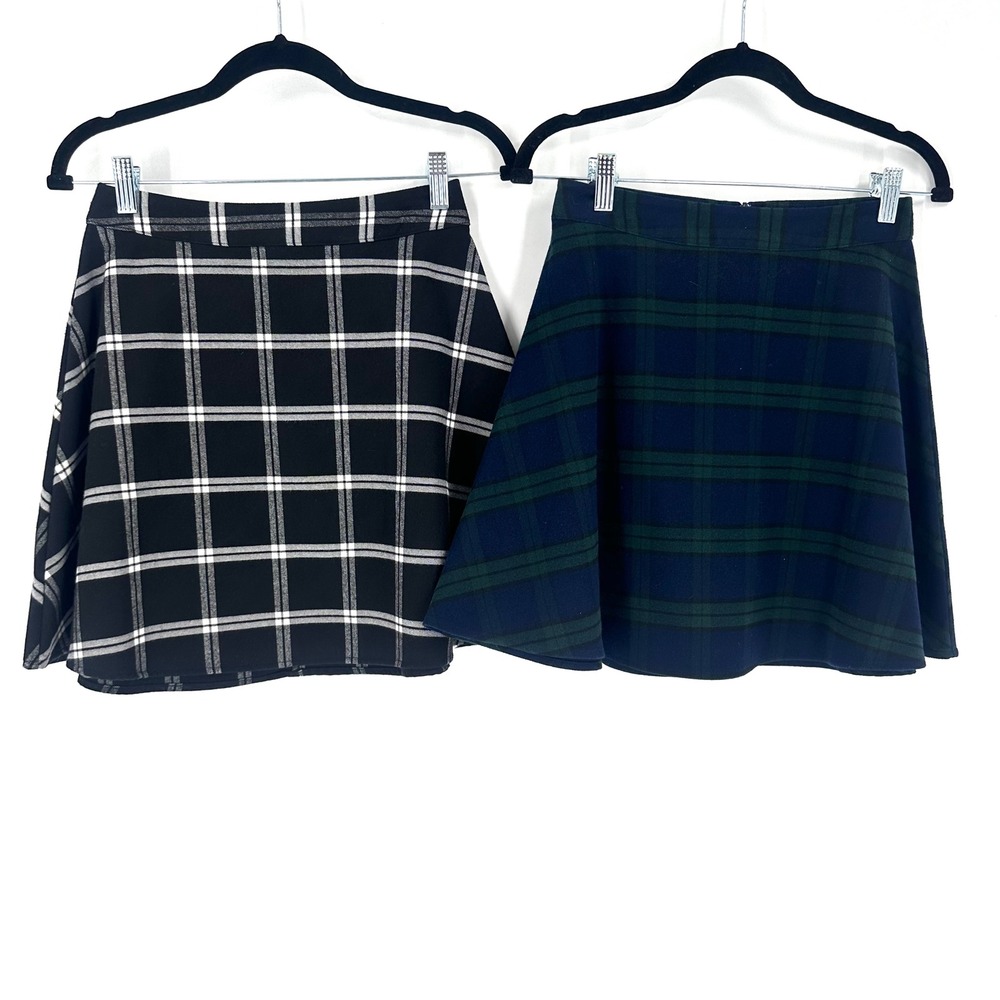 Old Navy Skater Skirts Black‎ Plaid Green Plaid Size 0 Schoolgirl Academic